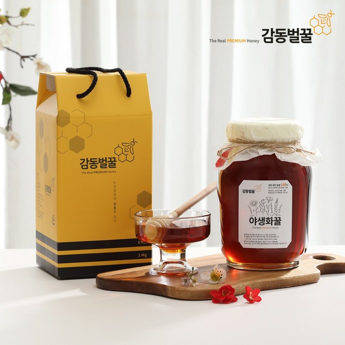자연 감동벌꿀 아카시아,야생화잡화,소백산,토종꿀 2.4kg대용량, 2.4kg, 1개