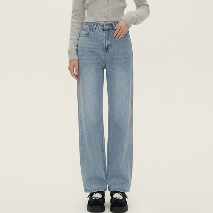 TLM JEB1007942 여성 워싱 투웨이 스토퍼 와이드 데님팬츠