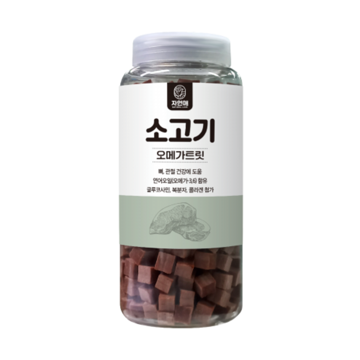 자연애보틀 가수분해 오메가3 강아지 고양이 간식, 소고기오메가트릿, 520g, 1개