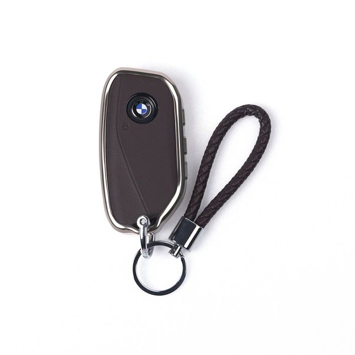옳다스토어 BMW 신형 가죽 메탈 키케이스, 브라운