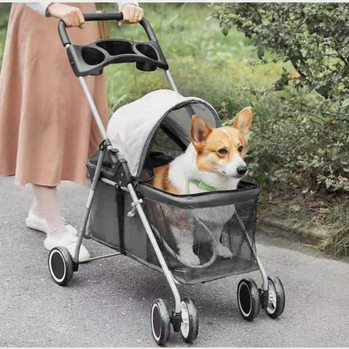강아지 유모차 원터치 폴딩 초경량 개모차 저상형