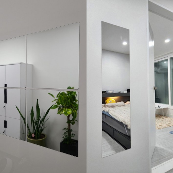 대형 모칸도 아크릴 거울 50X150cm 모서리 직각형 접착식 DIY거울 두께 2mm 재단가능, 모서리직각 50X150 2mm