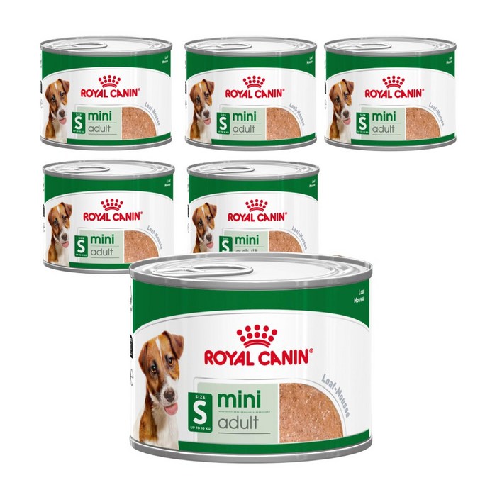 로얄캐닌 강아지 장건강 습식 사료 미니 어덜트 로프 강아지 습식캔, 6개, 195g, 닭