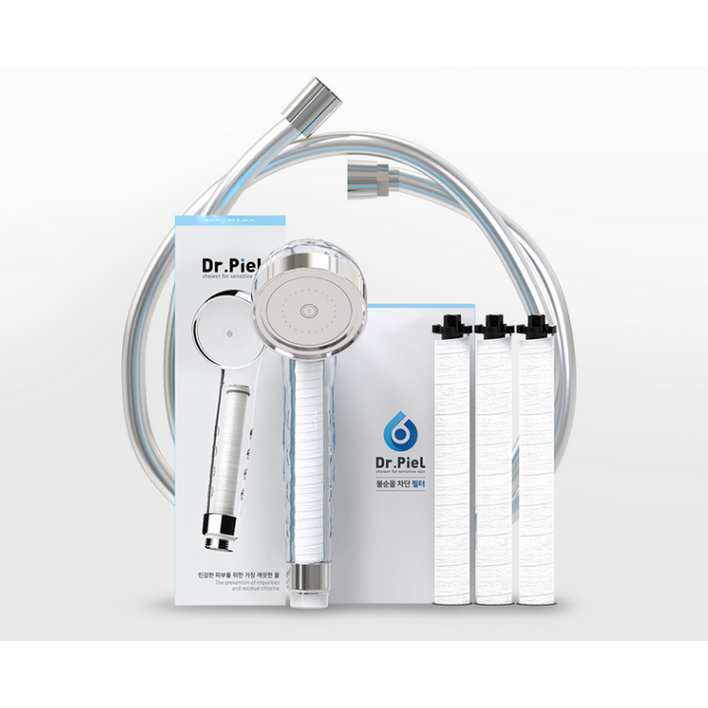 닥터피엘 샤워 선물 세트 2중필터 샤워기 기본세트  에코 샤워호스2m  샤워기 1차필터 3EA