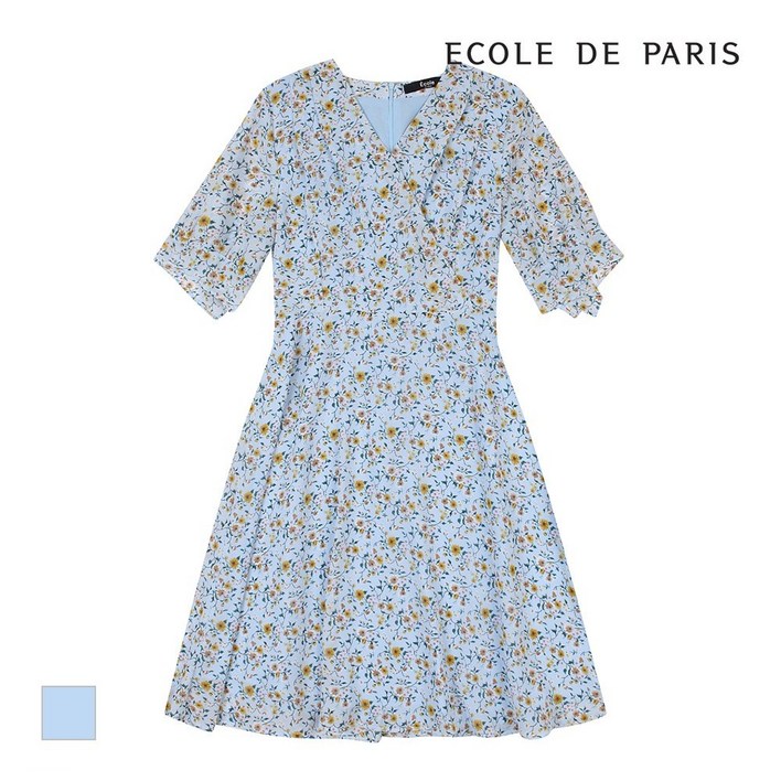 [에꼴드파리] 브이넥 잔꽃패턴 롱원피스_PB06WOC032A