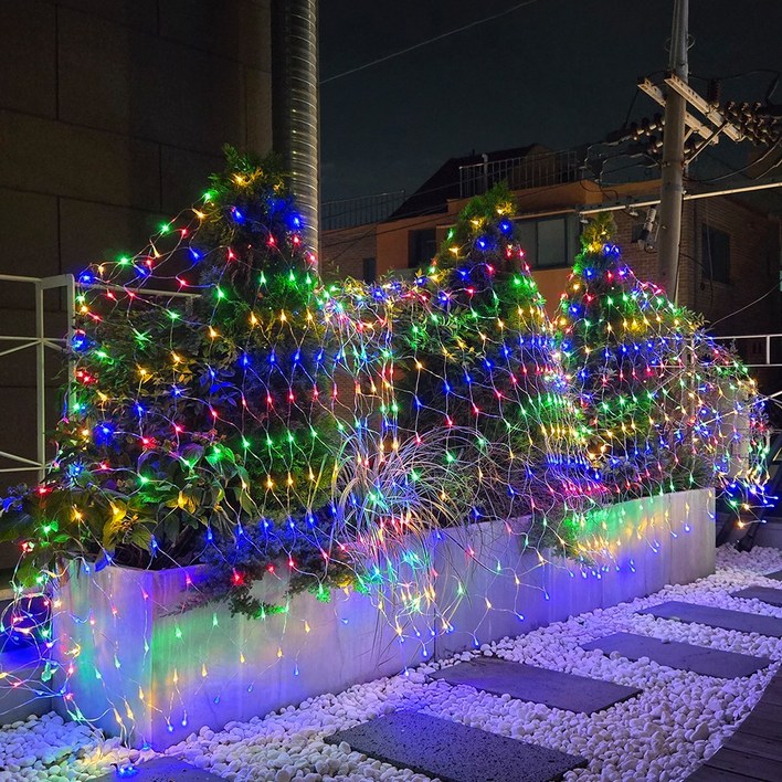크리스마스 LED 24V 그물전구 160구 잔디 나무 캠핑 줄조명 야외 벽 트리 1분설치, 칼라, 10개