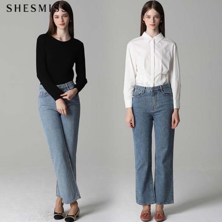 쉬즈미스 스트레이트 와이드 데님 팬츠  택가격 158000원
