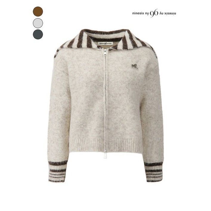 나인식스뉴욕 라인 세라 카라 집업 니트 가디건 NPBKG008M0