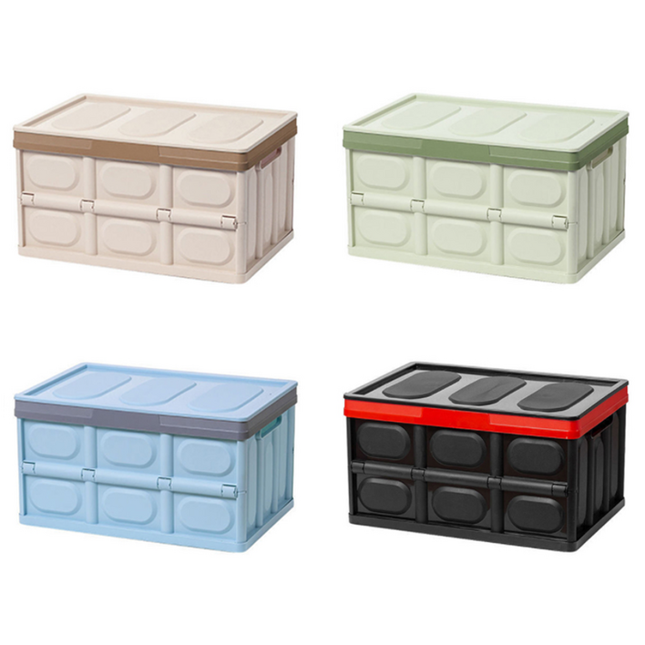 (30L, 56L)접이식 플라스틱 다용도 박스 장난감 트렁크 수납함 베이지/그린/블루/블랙, 56L 접이식 박스 (베이지), 1개