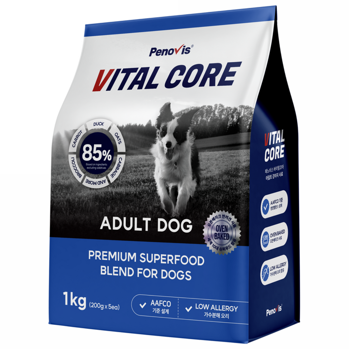 페노비스 강아지 바이탈코어 어덜트 사료, 1kg, 1개, 눈물개선눈건강
