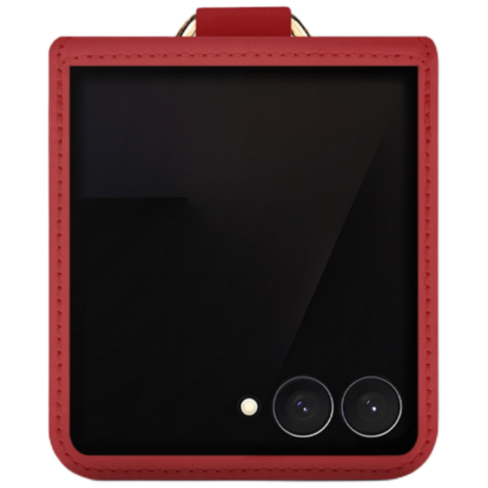 갤럭시 Z플립7 케이스 이태리 천연가죽 힌지보호 카드수납 링 루나, 돌체, 1개, 레드, 루나 3카드포켓