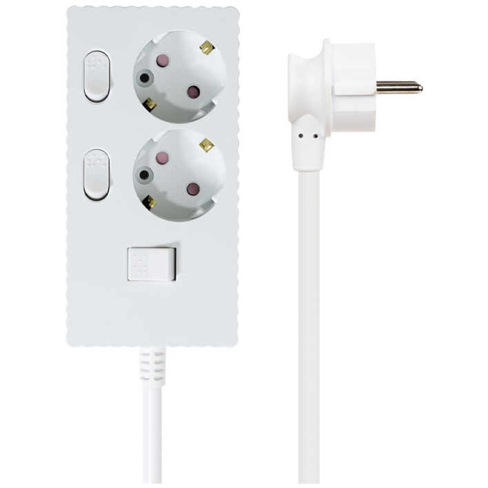 파워존 자동소화 4000W 고용량 웨이브 개별스위치 과부하차단 2구 멀티탭 50cm 1.5m 3m 5m 7m, 1개