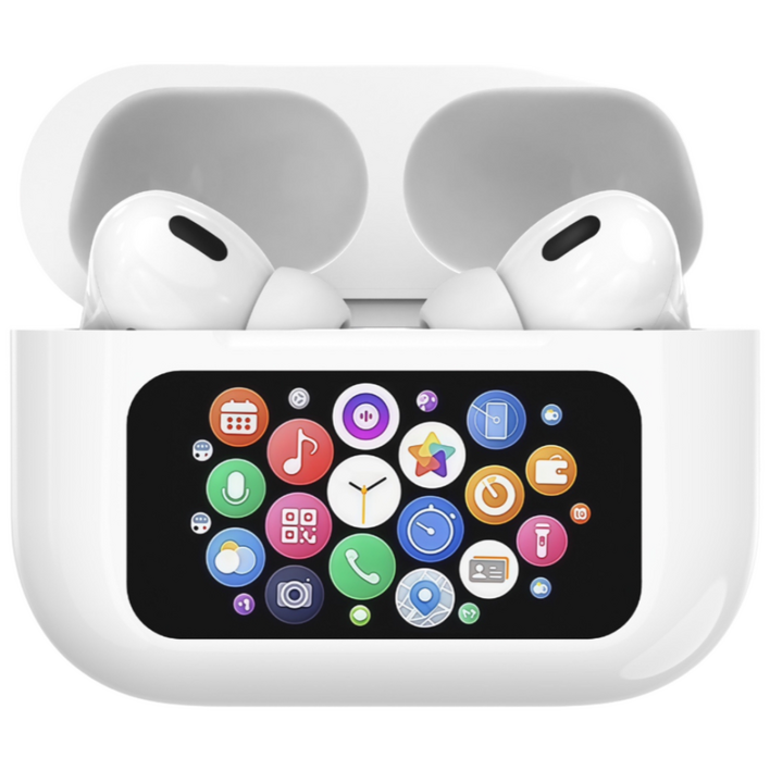 유닉 스마트 터치스크린 무선 블루투스 이어폰 노이즈캔슬링 생활방수, 화이트