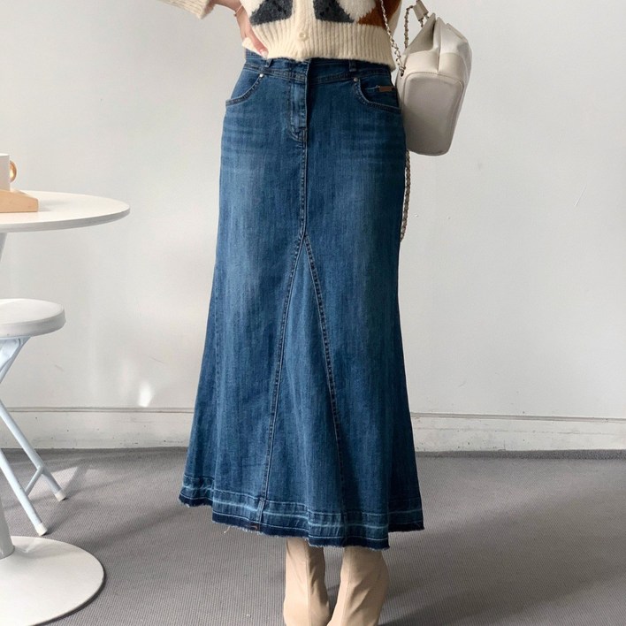 마켓제이MARKETJ라지까지출시 허리속밴딩 머메이드 청치마