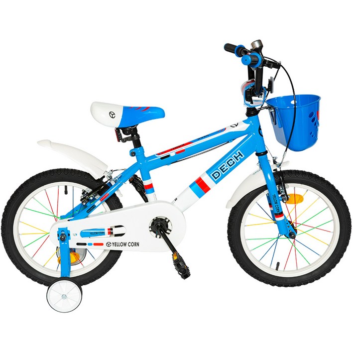 옐로우콘 아동용 데크 16형 네발 보조 바퀴 자전거, 블루, 110cm