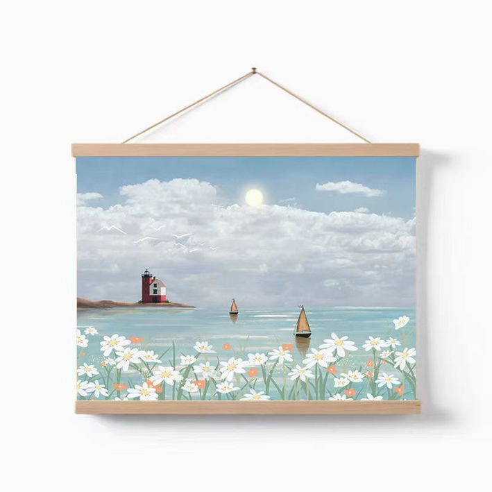 엑스터 심플 풍경화 족자형 전기함 배전함 가리개 가로형