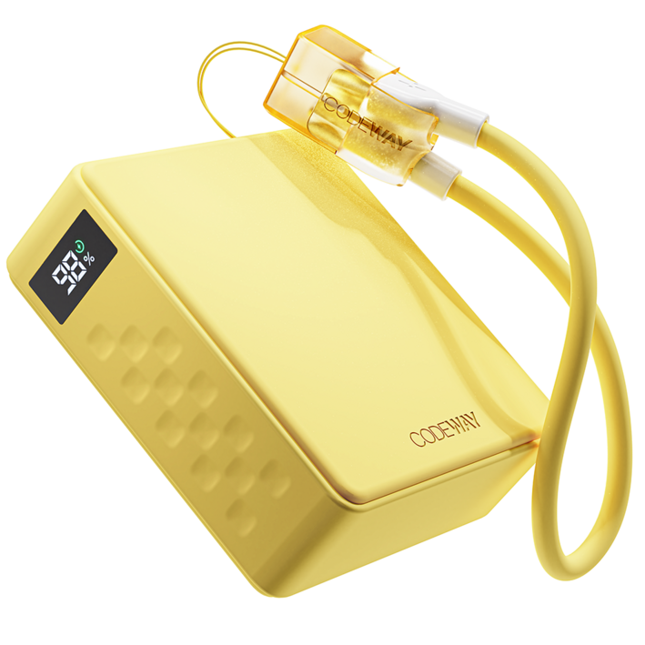 코드웨이 미니 고속충전 보조배터리 10000mAh  C타입 초고속충전 케이블, 단일상품, 옐로우