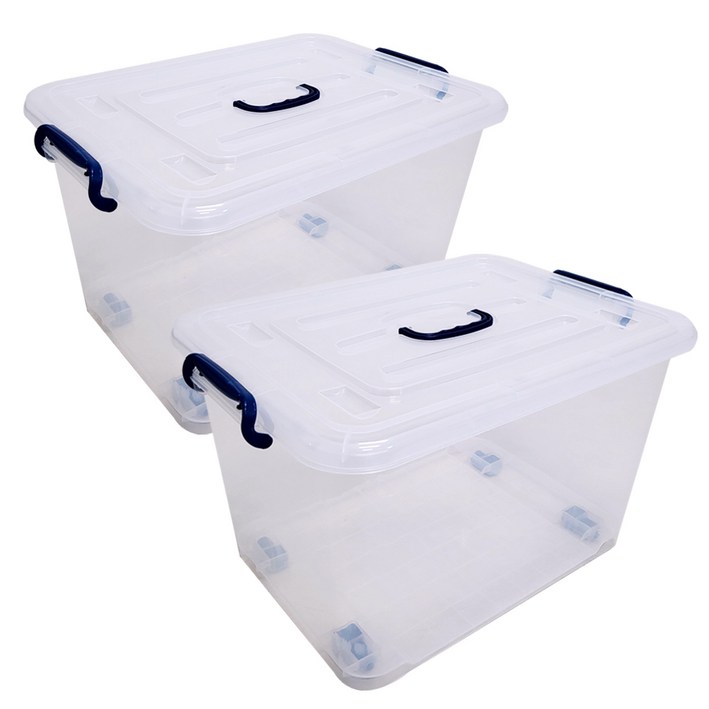 마이닝 플라스틱 리빙박스 90L, 투명, 2개 마이닝 플라스틱 리빙박스 90L, 투명, 2개