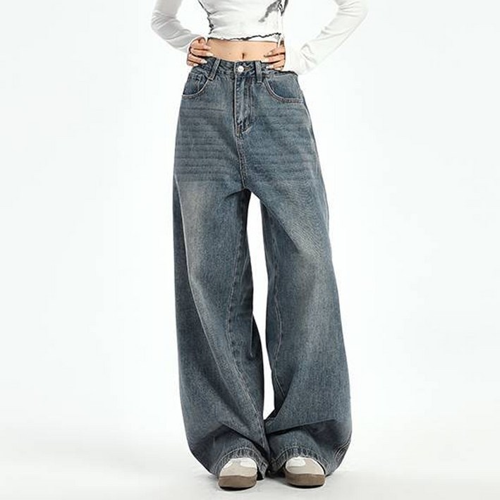 닷이프 여성용 모핀 워싱 와이드 팬츠