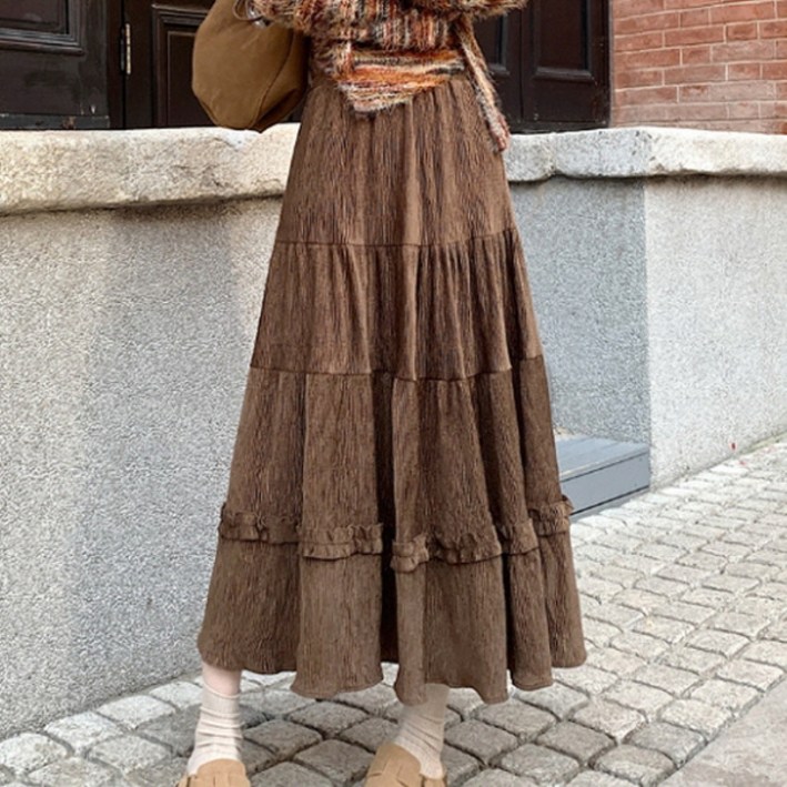 피어니스트 밴딩 플레어 캉캉 롱 스커트