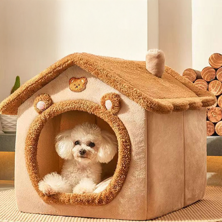 반려동물 하우스형 펫 침대, 브라운, 1개