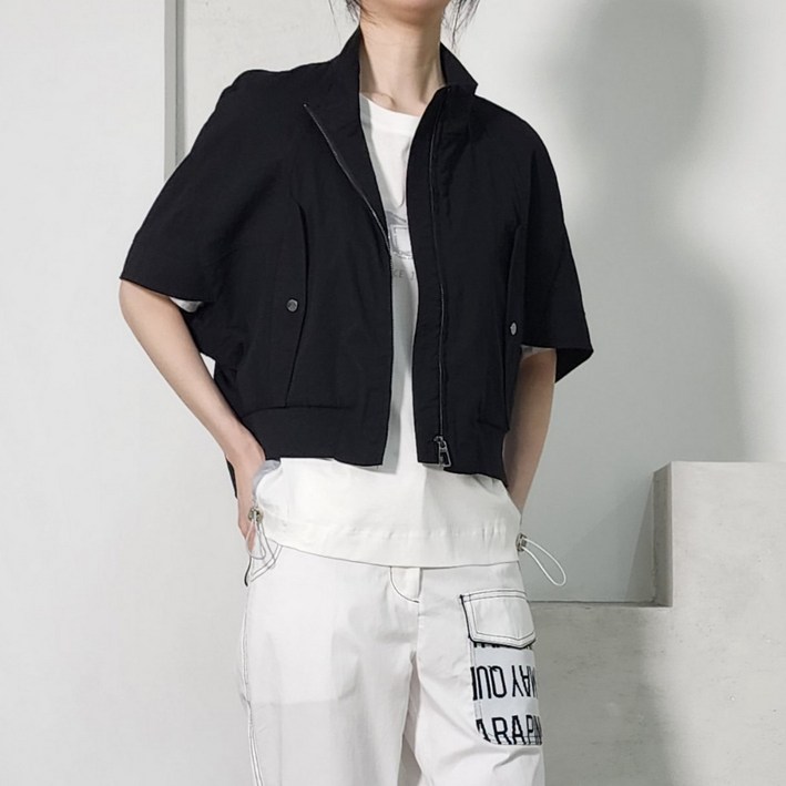 여성 여름 바스락 루즈핏 크롭 바람막이 데일리 점퍼
