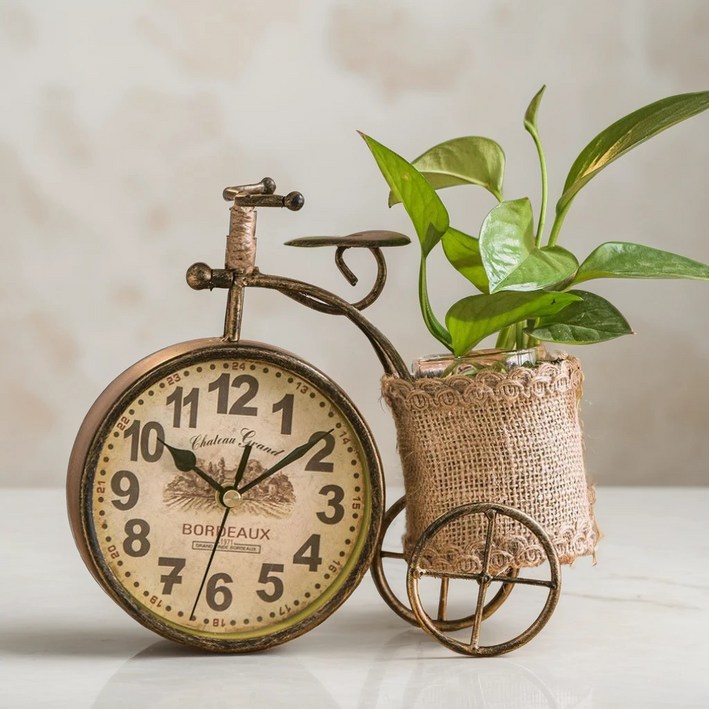 베스티스트 북유럽 무소음 탁상시계 레트로 인테리어 수경재배, 레트로브론즈