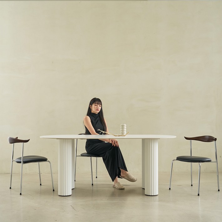 제이픽스 블랑 포세린 통 세라믹 템바보드 식탁 테이블 3size 2color