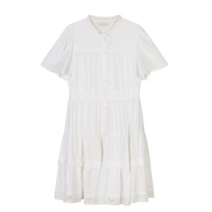 플라스틱아일랜드 프릴 네크라인 레이스 원피스PR2WO509드레스 치마