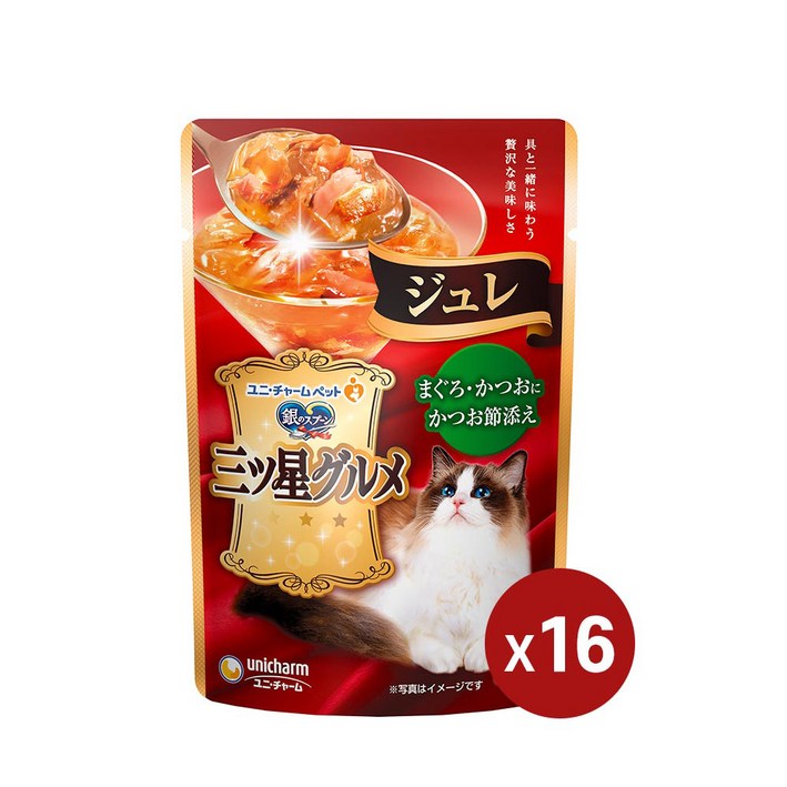 고양이 간식 미쓰보시 구루메 쥬레참치가다랑어포 16팩, 단품