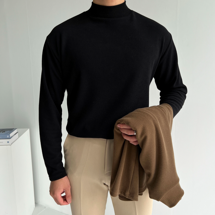 남자 기모 목폴라 티셔츠 겨울 목티 기모티 남성 폴라티 터틀넥 방한 기모 티셔츠 31931