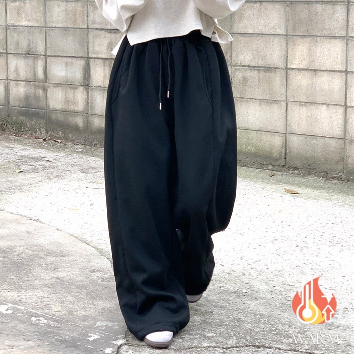 앤샵 여성용 기모 롱숏 기장선택 벌룬 와이드 트레이닝 투웨이 밴딩 팬츠5color 빅사이즈