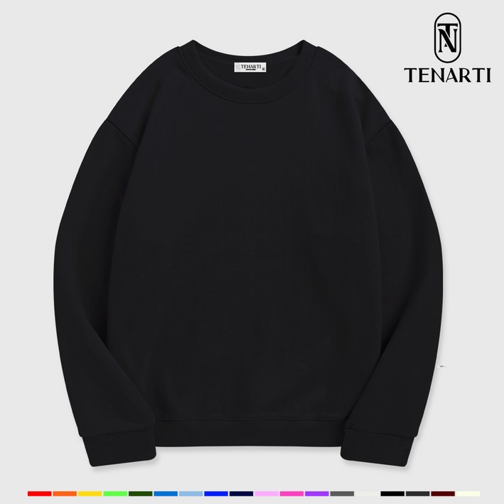 테너티 프리미엄 남녀공용 데일리 특양면 무지 맨투맨 빅사이즈 커플티 가족티 18컬러