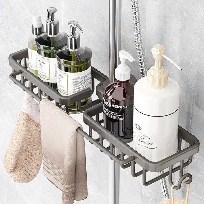 집똑똑이 공간활용 고급 샤워기 욕실 선반 메탈 그레이