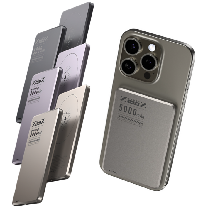 루비크 초슬림 초경량 보조배터리 맥세이프 호환 고속 유무선 충전 5000mAh 0.65cm, 퍼플 라벤더