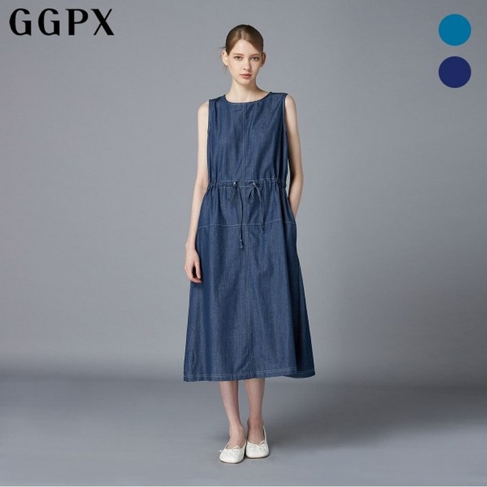 GGPX 스토퍼 민소매 데님 롱 원피스 GO5OP068F