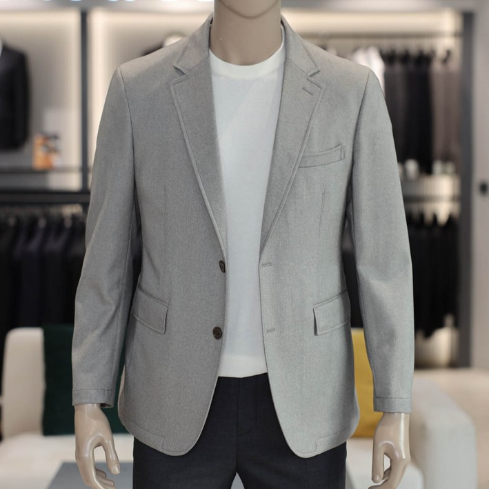 코오롱 브렌우드 간절기 봄 자켓 폴리 스판 콤비 그레이