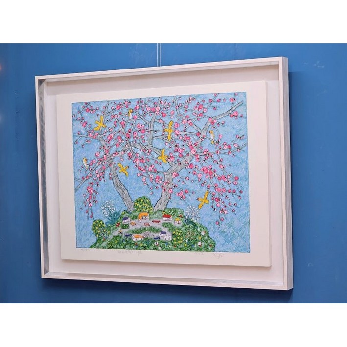 이왈종 - 제주생활의 중도 Blue Sky Village 원목 입체액자 거실그림