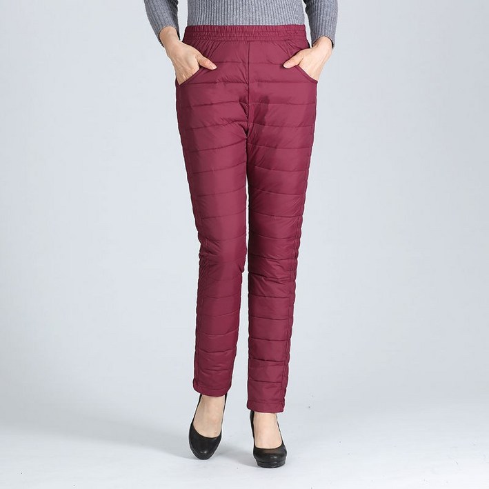 Makone 중년 여성 오리털 패딩바지 겨울 방한