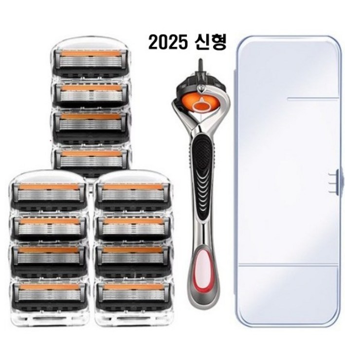 레이브원 질레트 호환용 2025년 신형 프로글라이드 스윙 면도기 5중 면도날12EA  본체1EA  케이스증정