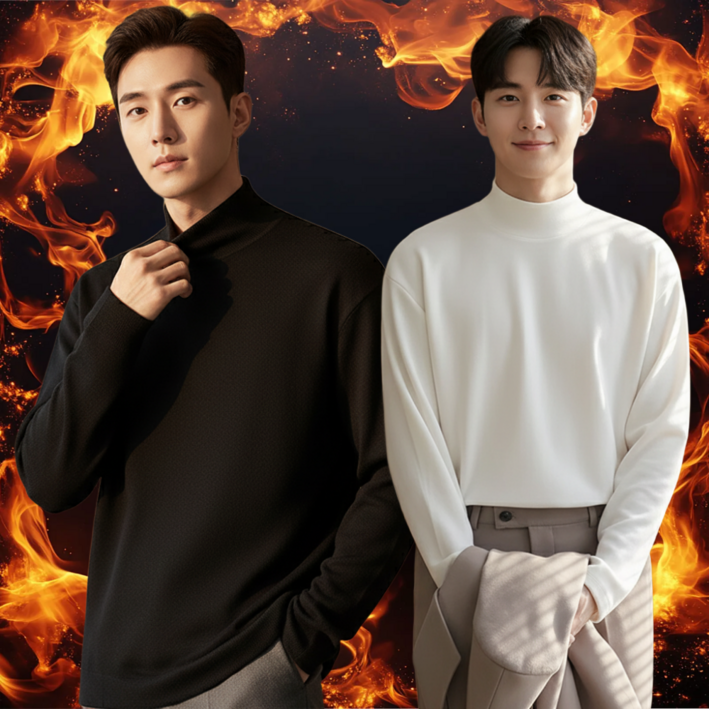 힐링센트 1+1 남자 기모 목폴라 티셔츠