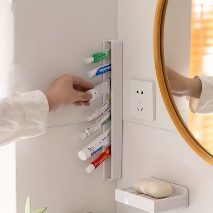 무타공 깔끔 부착형 벽걸이 정리 수납 치약 걸이