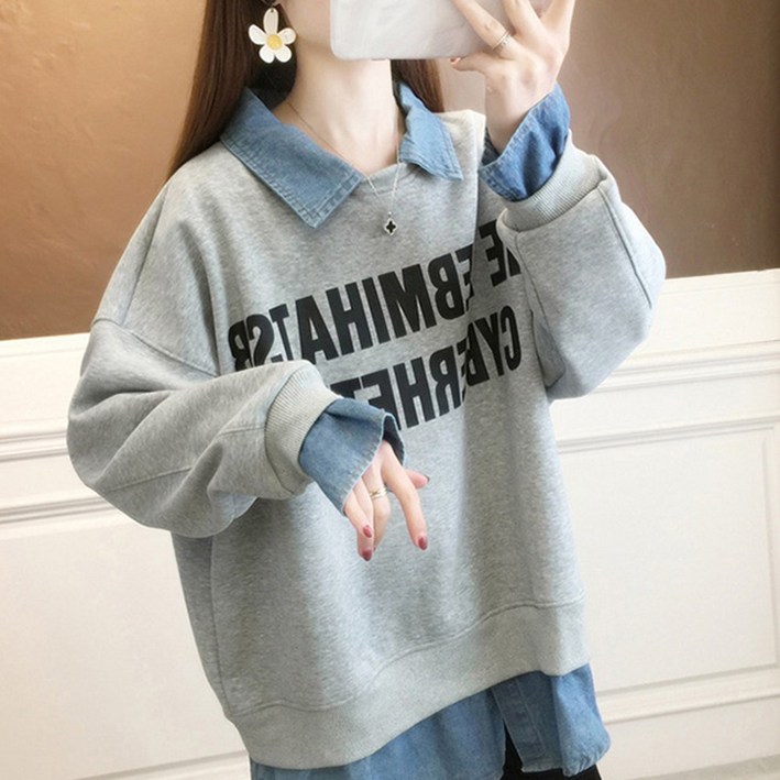 코디야 빅사이즈 여성 봄가을 얇은 긴팔 맨투맨 루즈핏 티셔츠 KD1227