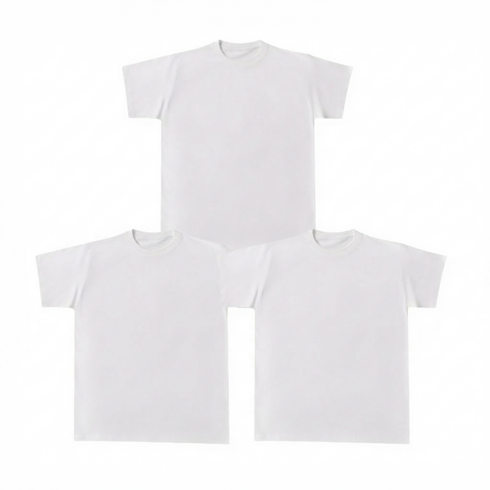 1+1+1 베이직 면 30수 라운드 무지  남자 반팔티 화이트 베이잉