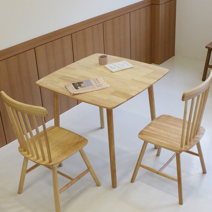 소프트 2인테이블 750 고무나무 원목 식탁 업소 식당 가게