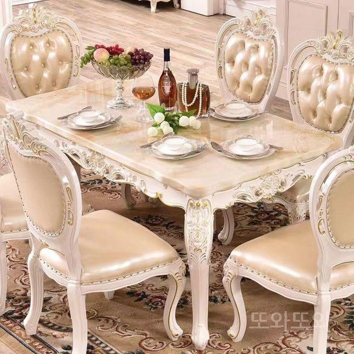럭셔리 대리석 식탁 엔틱 6인용 4인용 클래식 세트