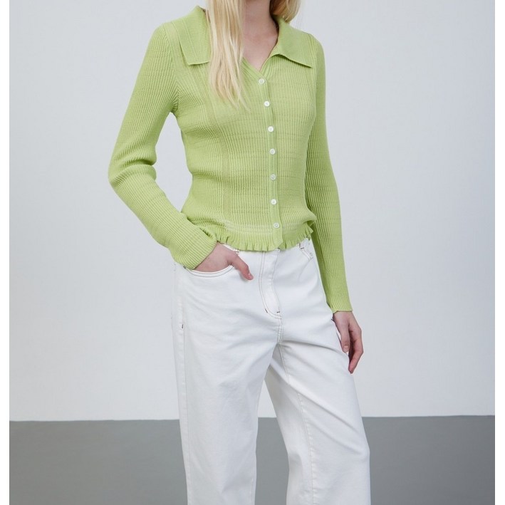 AK플라자 주크 화이트 배기 데님 팬츠