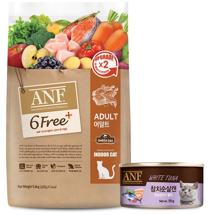 ANF 캣 식스프리플러스 어덜트 5.6kg 캔 참치순살 95g ANF 캣 식스프리플러스 어덜트 5.6kg 캔 참치순살 95g