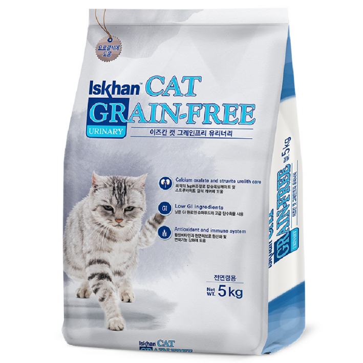 이즈칸 캣 그레인프리 기능성 사료, 유리너리+헤어볼, 5kg, 1개