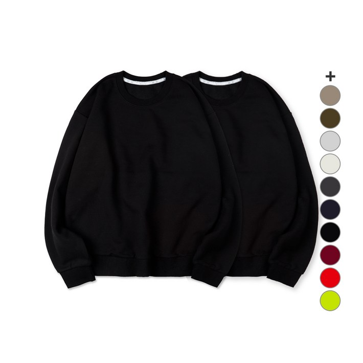 벤힛 남녀공용 세미오버핏 특양면 무지 맨투맨 2종 세트